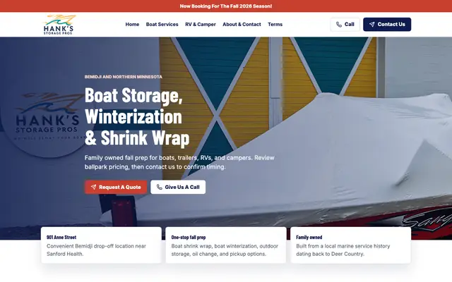Hank's Storage Pros website