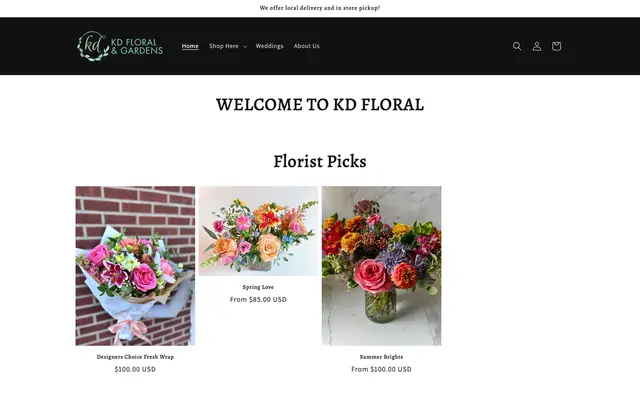 KD Floral website