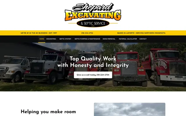 Shepard Excavating website