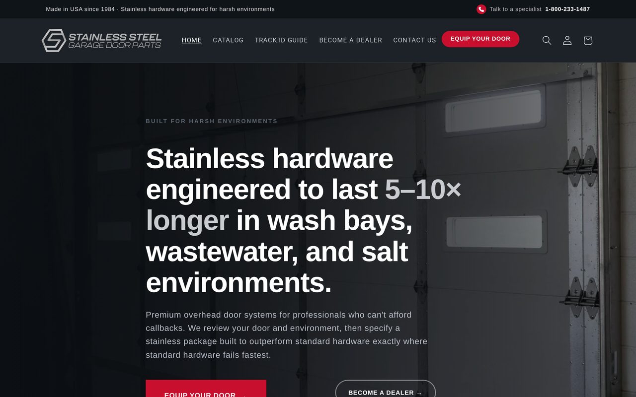 Stainless Garage Door Parts website