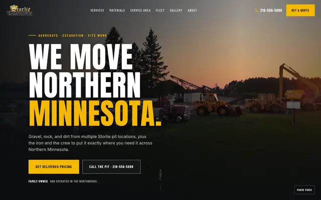 Storlie Construction website